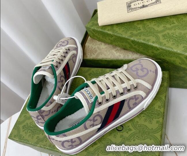 Good Looking Gucci Tennis 1977 Low-top Sneakers in Maxi GG Canvas Purple 05014