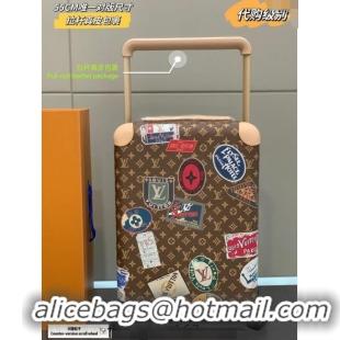 Luxury Cheap Louis Vuitton Horizon Luggage Travel Bag 55cm in Monogram Canvas with Vintage Hotel Labels L0622 2024