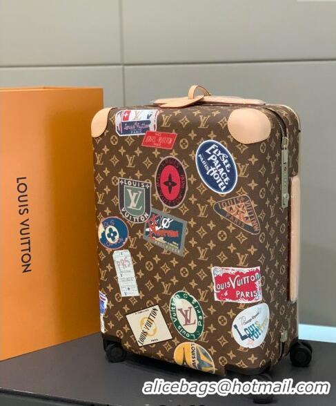 Luxury Cheap Louis Vuitton Horizon Luggage Travel Bag 55cm in Monogram Canvas with Vintage Hotel Labels L0622 2024