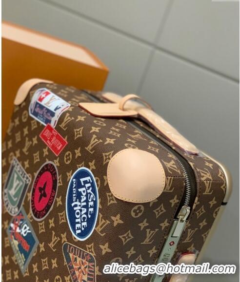 Luxury Cheap Louis Vuitton Horizon Luggage Travel Bag 55cm in Monogram Canvas with Vintage Hotel Labels L0622 2024