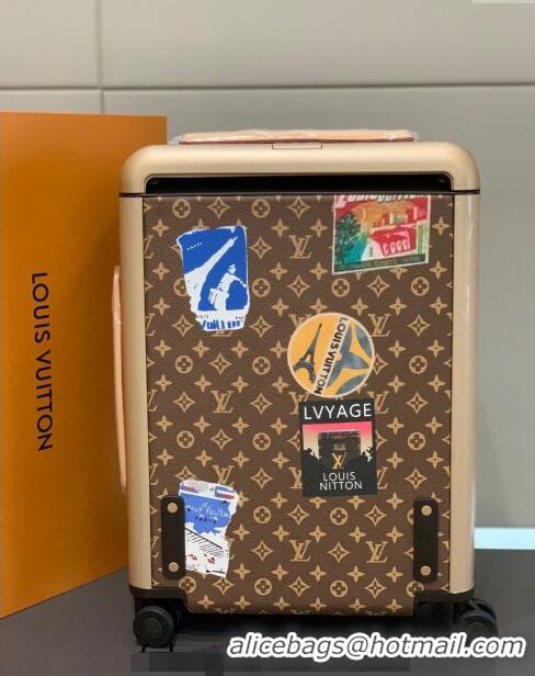 Luxury Cheap Louis Vuitton Horizon Luggage Travel Bag 55cm in Monogram Canvas with Vintage Hotel Labels L0622 2024