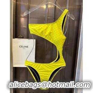 ​Luxury Discount Gucci GG Cut-out Swimwear 0618 Yellow 2024