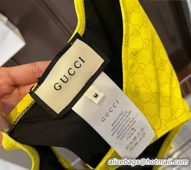 ​Luxury Discount Gucci GG Cut-out Swimwear 0618 Yellow 2024