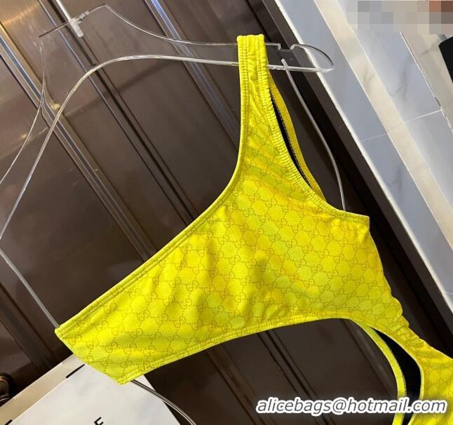 ​Luxury Discount Gucci GG Cut-out Swimwear 0618 Yellow 2024