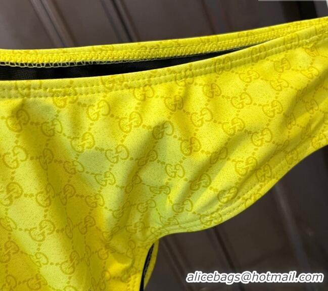 ​Luxury Discount Gucci GG Cut-out Swimwear 0618 Yellow 2024