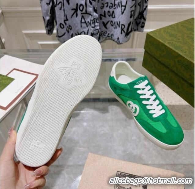 Unique Style Gucci Interlocking G Sneakers in Suede and Mesh Green 605016