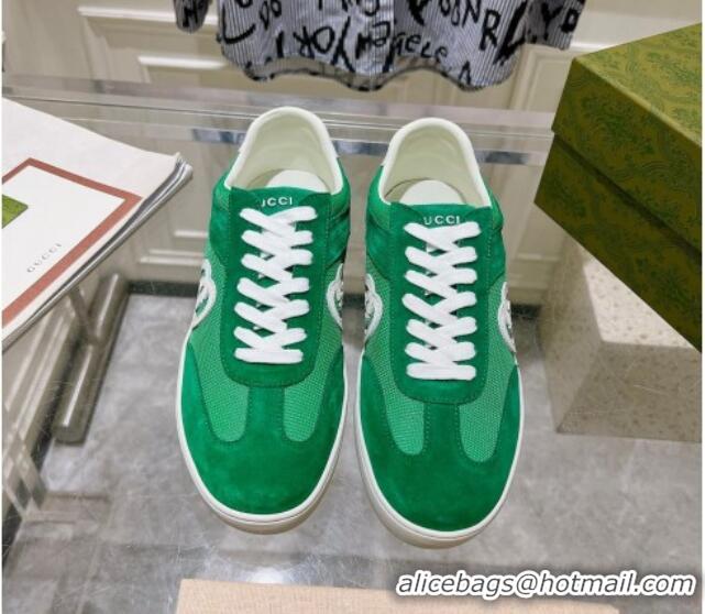 Unique Style Gucci Interlocking G Sneakers in Suede and Mesh Green 605016