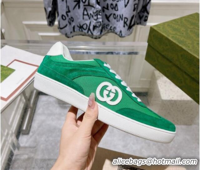 Unique Style Gucci Interlocking G Sneakers in Suede and Mesh Green 605016