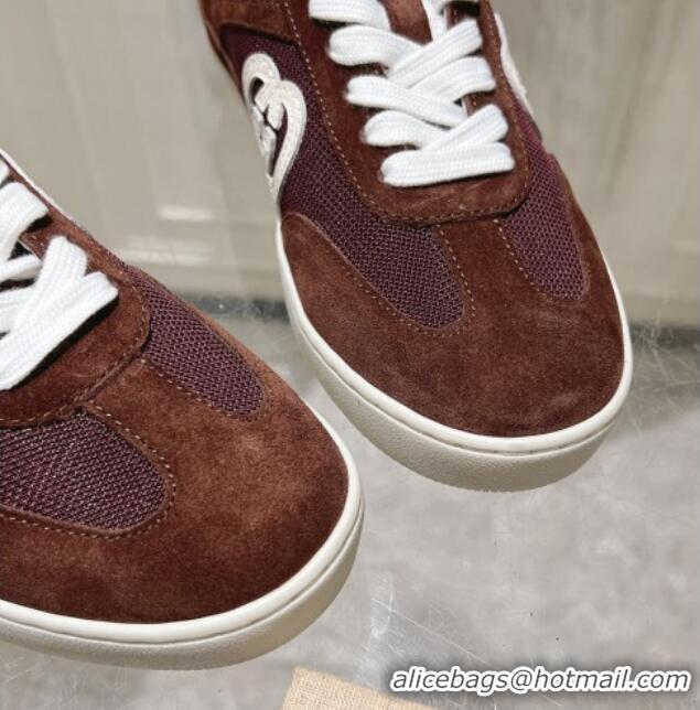 Low Price Gucci Interlocking G Sneakers in Suede and Mesh Brown 605018