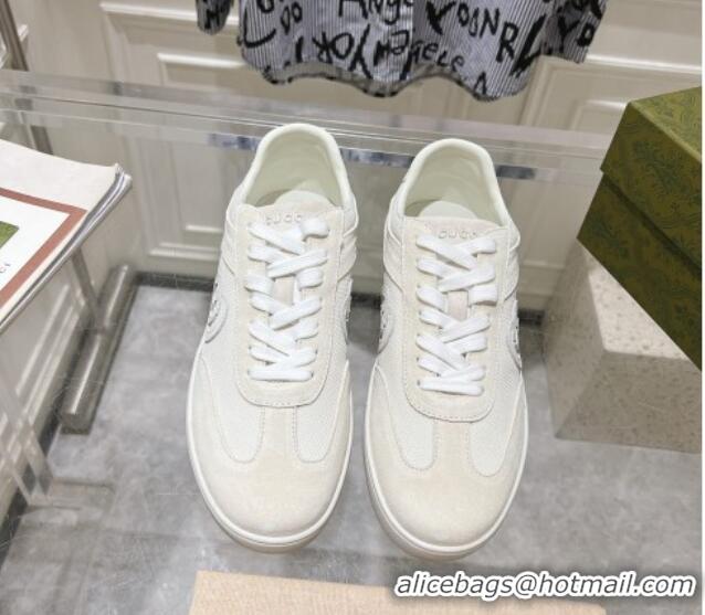 Good Taste Gucci Interlocking G Sneakers in Suede and Mesh White 05019