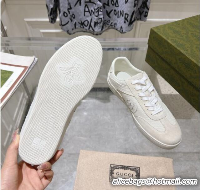 Good Taste Gucci Interlocking G Sneakers in Suede and Mesh White 05019