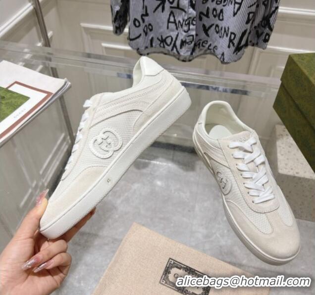 Good Taste Gucci Interlocking G Sneakers in Suede and Mesh White 05019