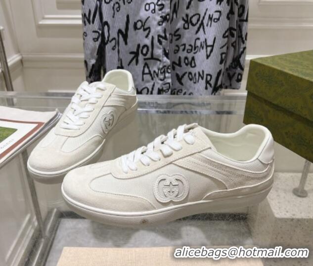 Good Taste Gucci Interlocking G Sneakers in Suede and Mesh White 05019