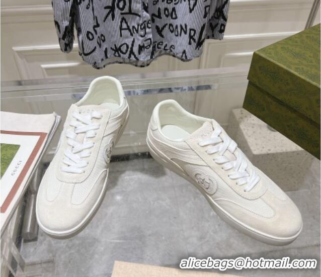 Good Taste Gucci Interlocking G Sneakers in Suede and Mesh White 05019