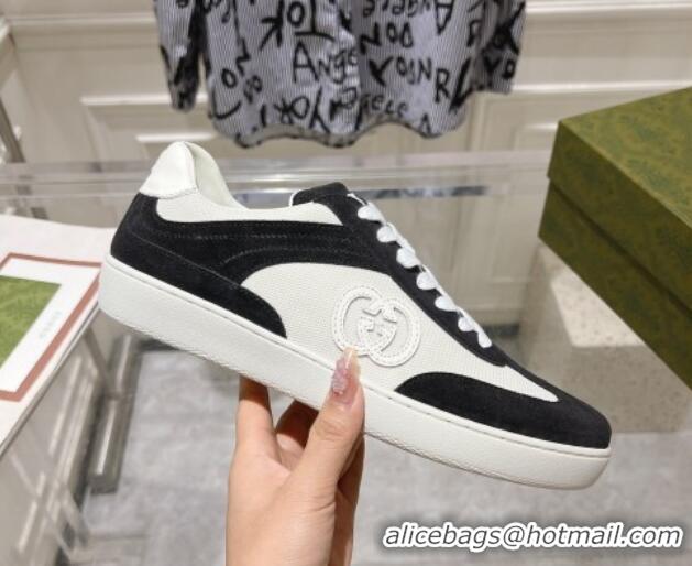 Top Grade Gucci Interlocking G Sneakers in Suede and Mesh Black 05020