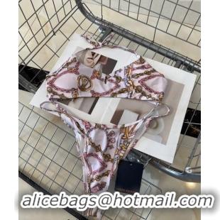 Best Price Louis Vuitton Two Pieces Chain Printed Swimwear 0618 Pale Pink 2024