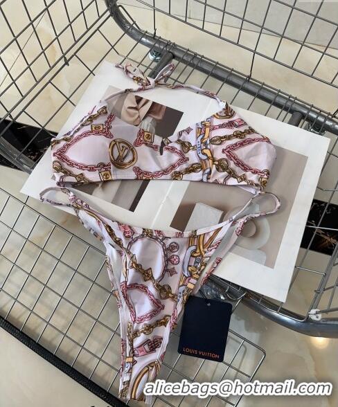 Best Price Louis Vuitton Two Pieces Chain Printed Swimwear 0618 Pale Pink 2024