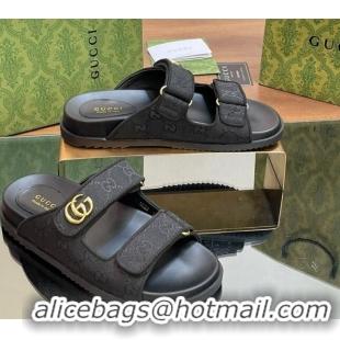 Best Price Gucci GG Canvas Flat Slides Sandal with Strap Black 05032