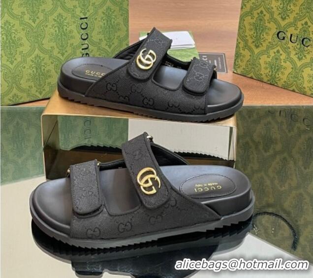 Best Price Gucci GG Canvas Flat Slides Sandal with Strap Black 05032