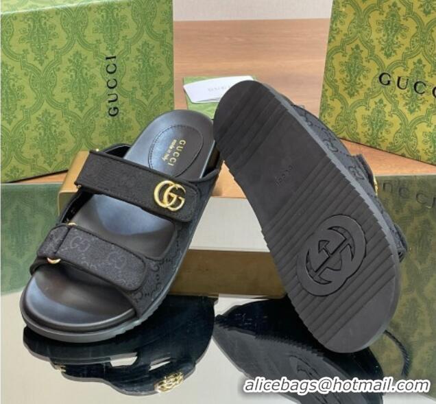 Best Price Gucci GG Canvas Flat Slides Sandal with Strap Black 05032