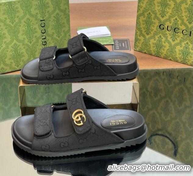 Best Price Gucci GG Canvas Flat Slides Sandal with Strap Black 05032