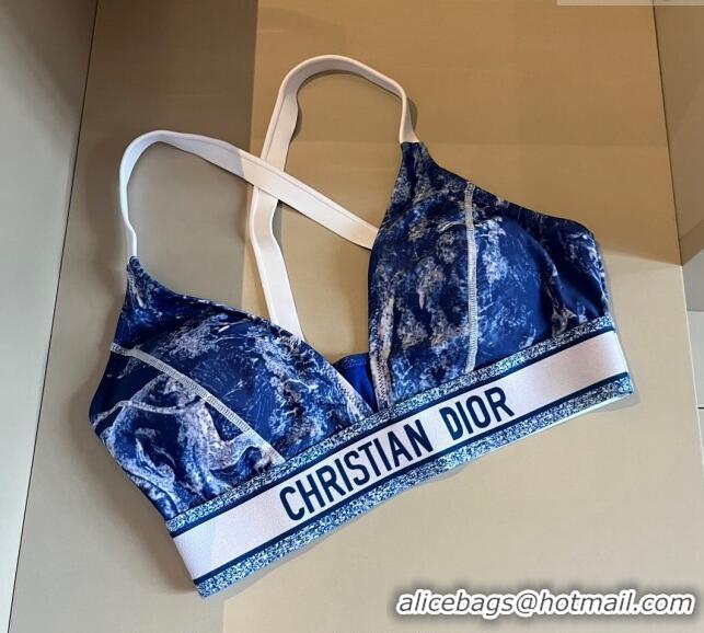 ​Ladies Cheap Dior Fluorescent Swimwear D0618 Blue 2024