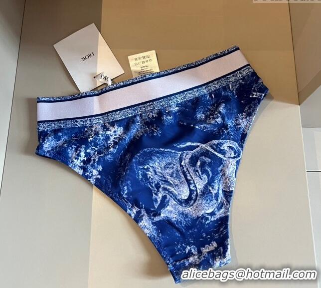 ​Ladies Cheap Dior Fluorescent Swimwear D0618 Blue 2024