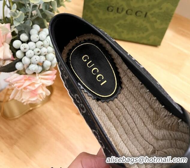 Good Quality Gucci GG Denim Espadrilles Flat Black 05066