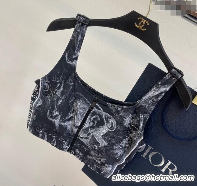 ​Grade Quality Dior Zipped Swimwear 061802 Black Print 2024