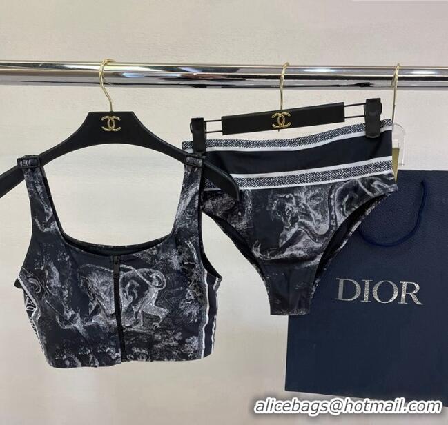 ​Grade Quality Dior Zipped Swimwear 061802 Black Print 2024