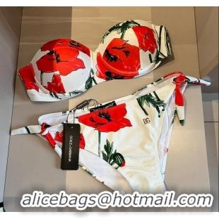 ​Luxury Cheap Dolce & Gabbana DG Two Pieces Swimwear 0618 Red 2024