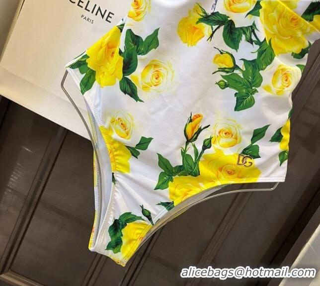 ​Famous Brand Dolce & Gabbana DG One Pieces Swimwear 0618 Yellow 2024