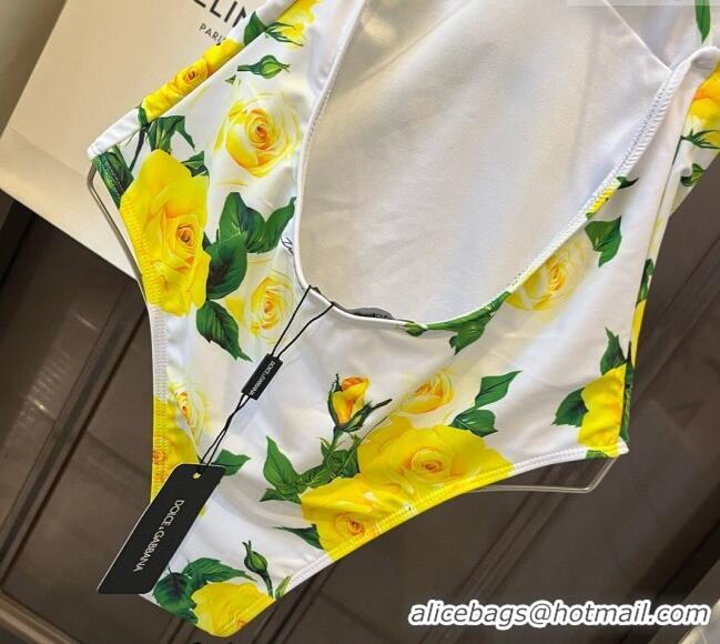 ​Famous Brand Dolce & Gabbana DG One Pieces Swimwear 0618 Yellow 2024