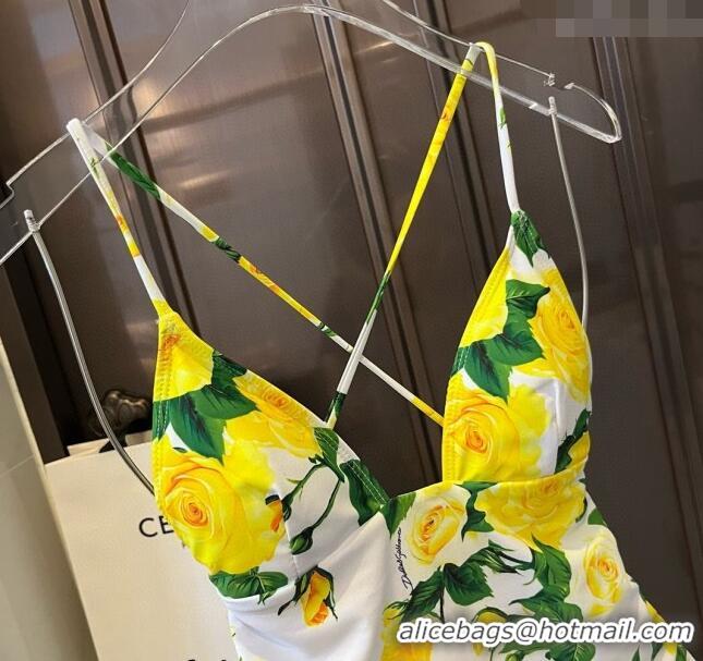 ​Famous Brand Dolce & Gabbana DG One Pieces Swimwear 0618 Yellow 2024