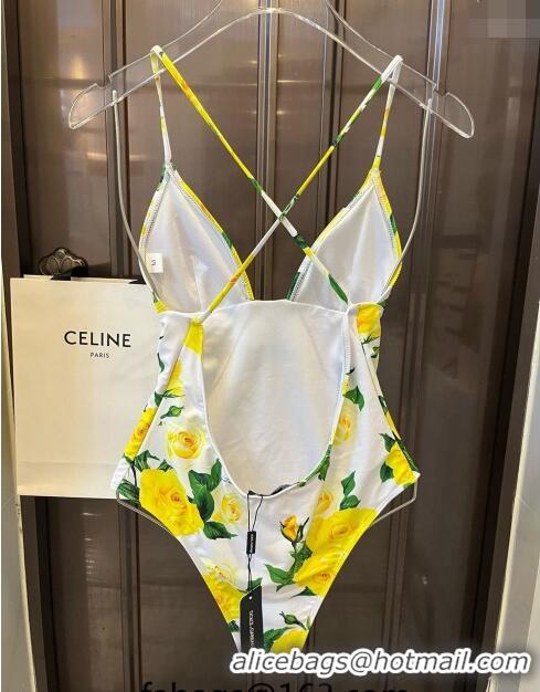 ​Famous Brand Dolce & Gabbana DG One Pieces Swimwear 0618 Yellow 2024