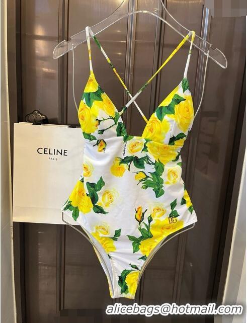 ​Famous Brand Dolce & Gabbana DG One Pieces Swimwear 0618 Yellow 2024