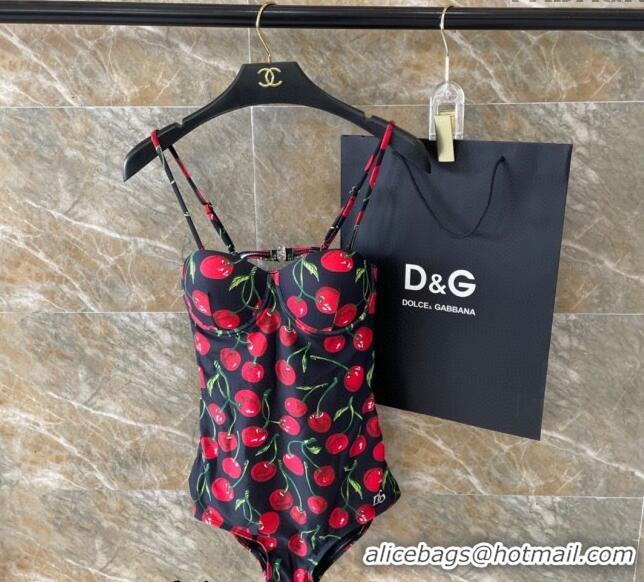 Top Grade Dolce & Gabbana DG Cherry Print Swimwear 0618 Red/Black 2024