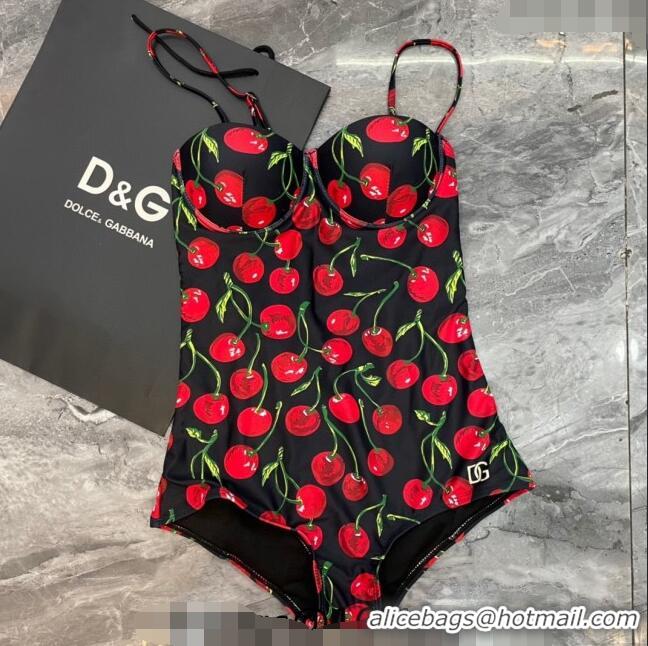 Top Grade Dolce & Gabbana DG Cherry Print Swimwear 0618 Red/Black 2024