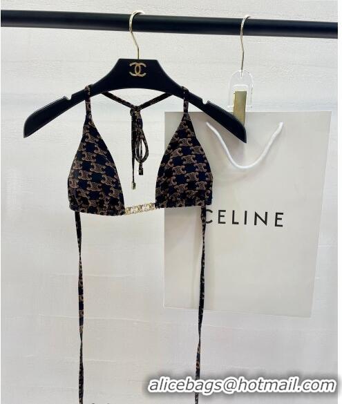 Trendy Design Celine Swimwear with Logo Chain 0618 Brown 2024