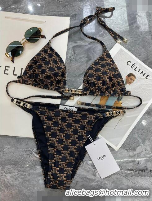 Trendy Design Celine Swimwear with Logo Chain 0618 Brown 2024