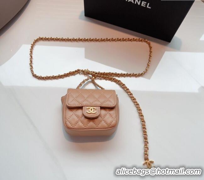 Good Looking Chanel Quilted Lambskin Chain Mini Belt Bag 051002 Beige 2024