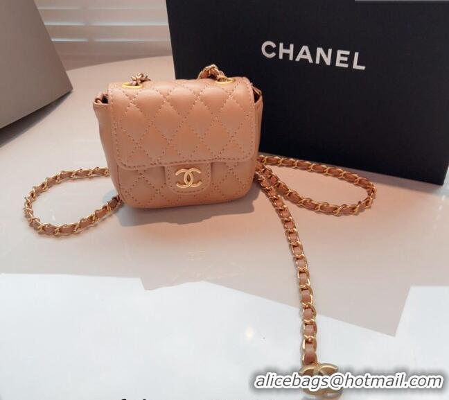 Good Looking Chanel Quilted Lambskin Chain Mini Belt Bag 051002 Beige 2024