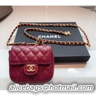 Well Crafted Chanel Quilted Lambskin Chain Mini Belt Bag 051002 Burgundy 2024