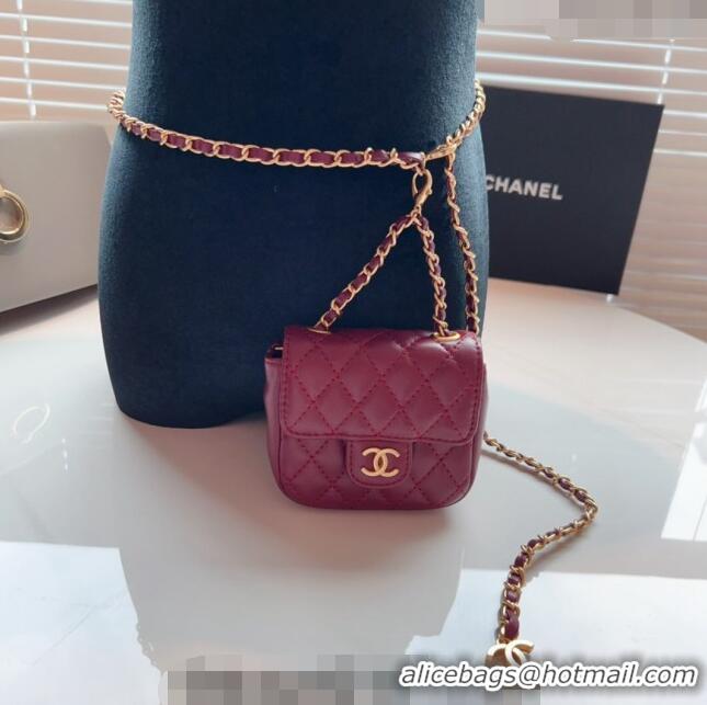 Well Crafted Chanel Quilted Lambskin Chain Mini Belt Bag 051002 Burgundy 2024