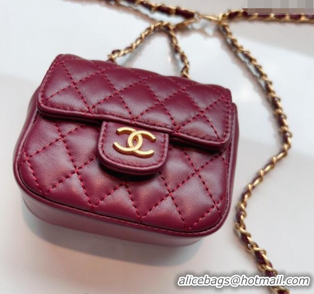 Well Crafted Chanel Quilted Lambskin Chain Mini Belt Bag 051002 Burgundy 2024