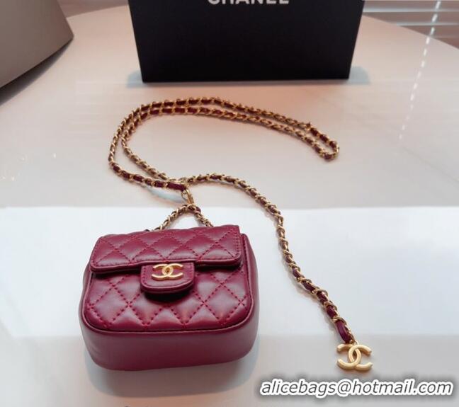 Well Crafted Chanel Quilted Lambskin Chain Mini Belt Bag 051002 Burgundy 2024