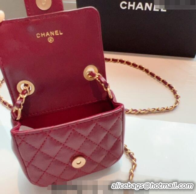 Well Crafted Chanel Quilted Lambskin Chain Mini Belt Bag 051002 Burgundy 2024