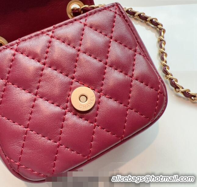 Well Crafted Chanel Quilted Lambskin Chain Mini Belt Bag 051002 Burgundy 2024