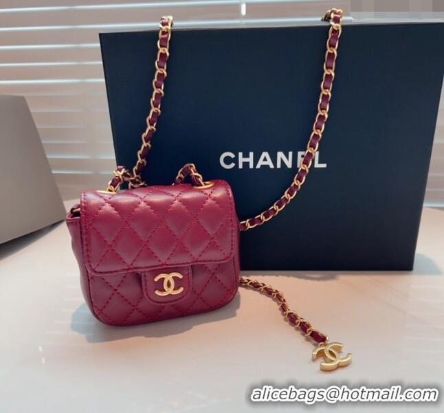 Well Crafted Chanel Quilted Lambskin Chain Mini Belt Bag 051002 Burgundy 2024