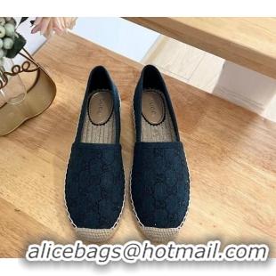 Cheap Price Gucci Strass GG Canvas Espadrilles Flat Dark Blue 605078